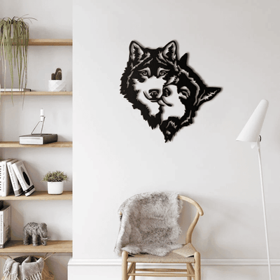 Metal Wall Decor Metal Wolf Couple D�cor Animal Art Wall Hanging Home Living Room Wall Art Interior Decoration Wolf Sign