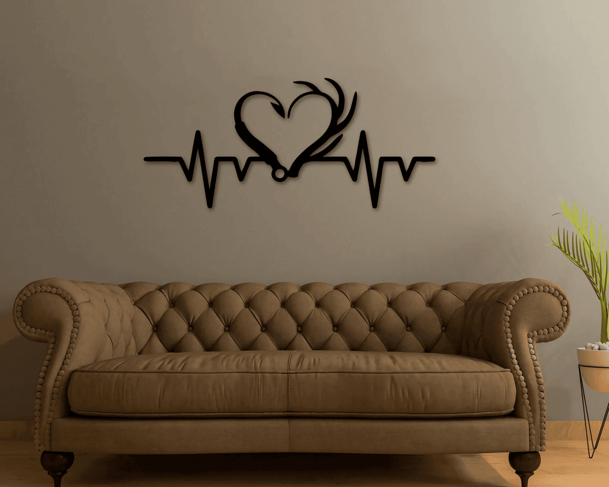 Fish Hook And Antler Heartbeat Sign Hunting Decor Hunting Sign Fishing Decor Fishing Sign Hunters Gift Hunting Lovers