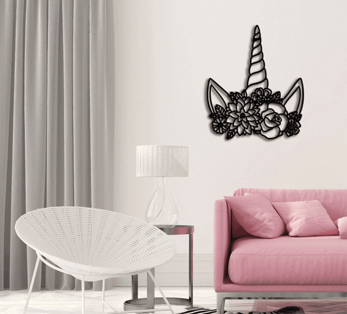 Kids Room Unicorn Wall Decor Metal Wall Sign Metal Wall Hanging Interior Wall Decor Flower Unicorn