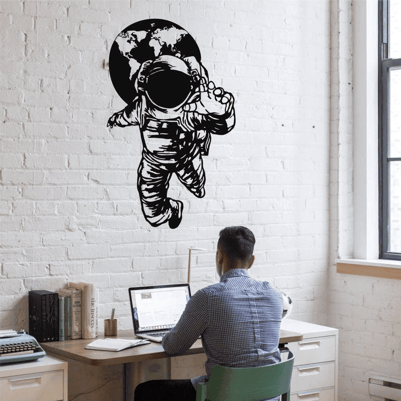 Metal Wall Art Metal Astronaut Decor Metal Wall Decor Interior Decoration Wall Hanging Home Living Room Decor Kids Room