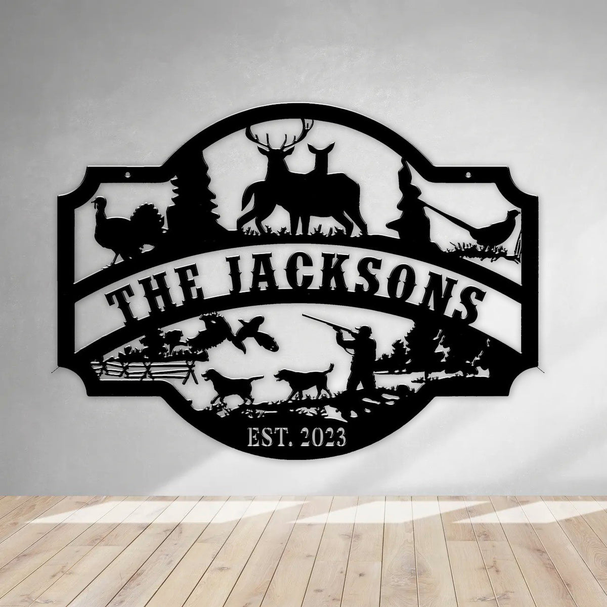 Personalized Family Name Deer Duck Hunting Metal Sign Custom Gift Ideas