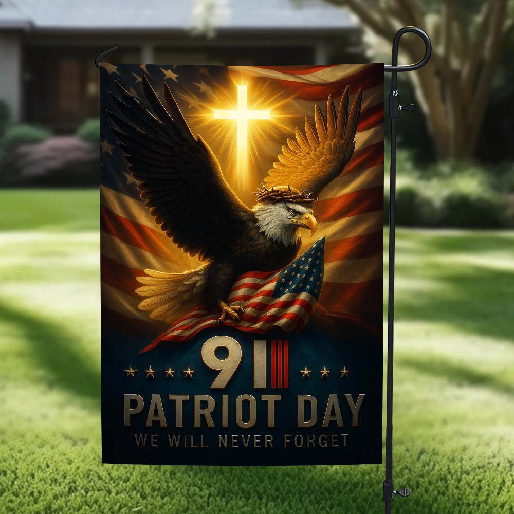 American Flag - Patriot Day 911 We Will Never Forget Memorial Eagle American Flag, Decorative Indoor Outdoor Flag