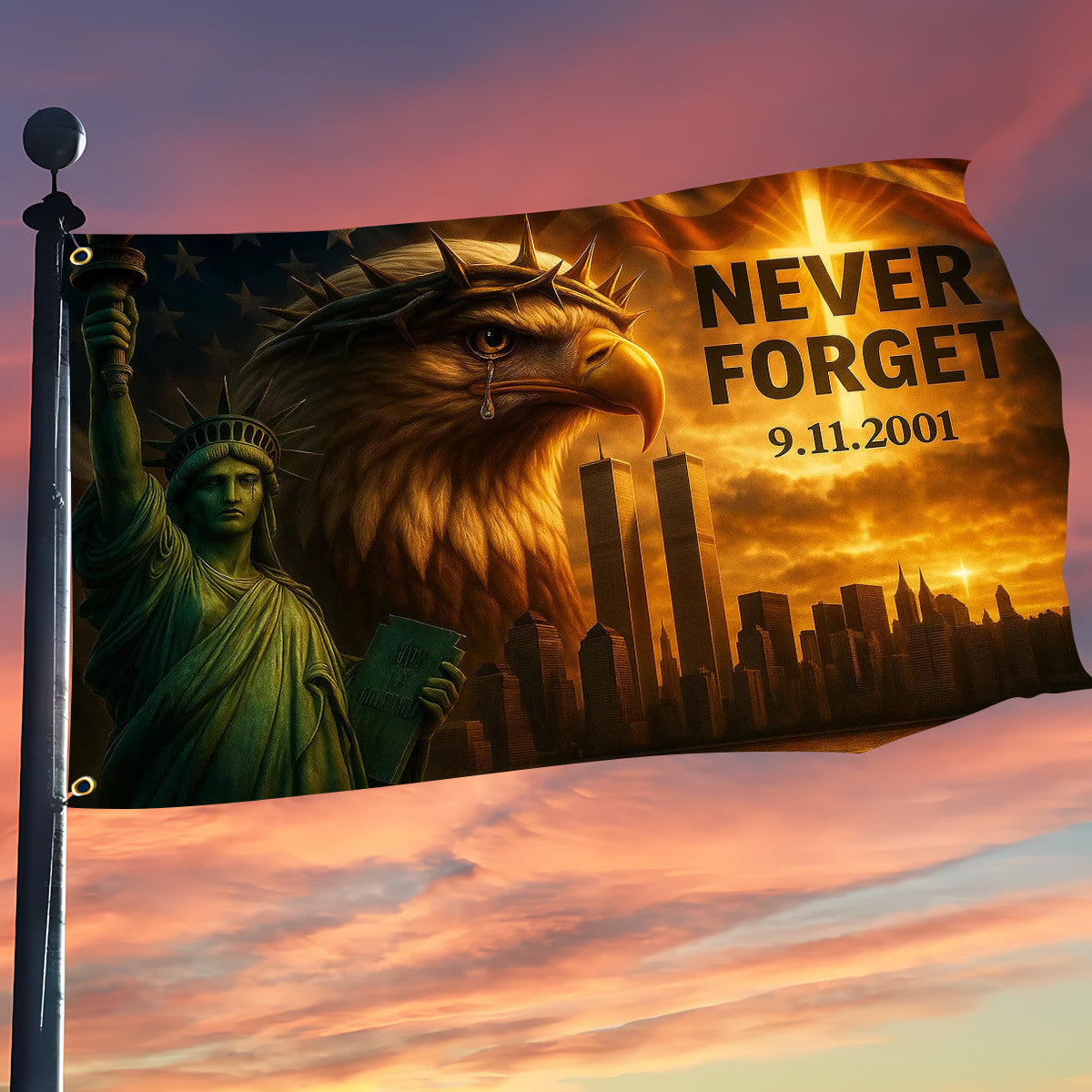 9/11 Memorial Garden Flag, Never Forget September 11, Patriotic Outdoor Yard Decor