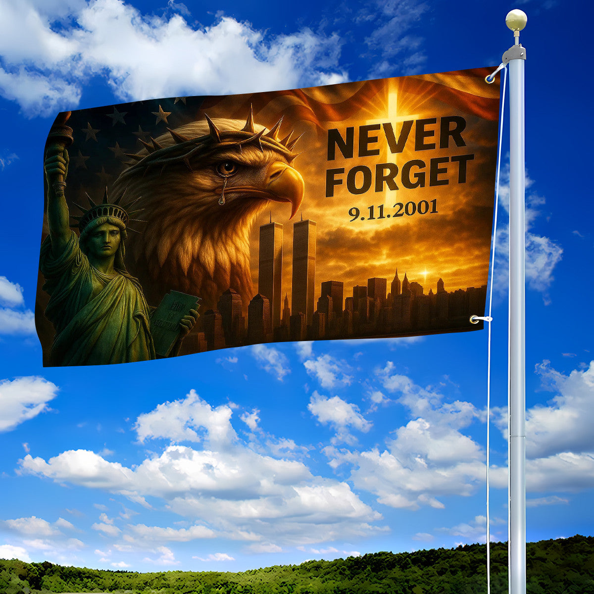 9/11 Memorial Garden Flag, Never Forget September 11, Patriotic Outdoor Yard Decor