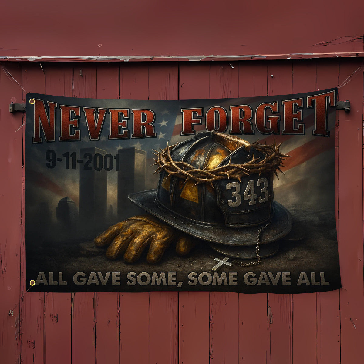 Patriotic 9/11 Flag, 343 Firefighter Memorial Flag, Never Forget, Some Gave All Tribute, Decor Yard