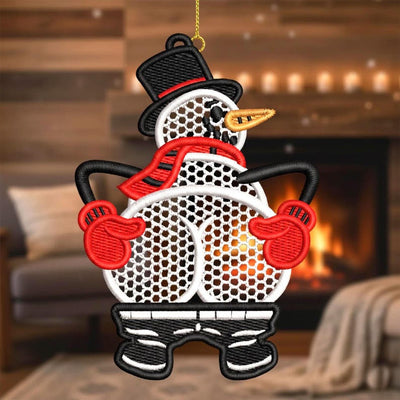 FSL Christmas Snowman Ornament, Snowmen Embroidery, Christmas Decoration, Embroidery Christmas Ornament, Christmas Tree Gift For Family