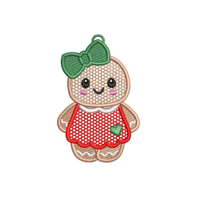 Gingerbread Girl Ornament, Christmas Ornament Gift Decoration, Holiday Embroidery Ornament, Christmas Gift for Family