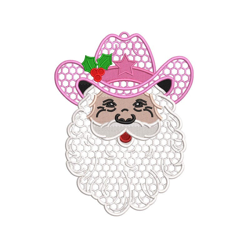 FSL Cowboy Santa Christmas, Christmas Santa Decoration, Embroidered Ornament Gift for Mom, Christmas Decor