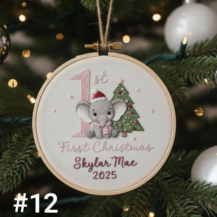Goose Baby's First Christmas Hand Embroidered Ornament, Personalized Unique Xmas Gift for New Baby, Custom Name 2025 Heirloom Gifts Ideas