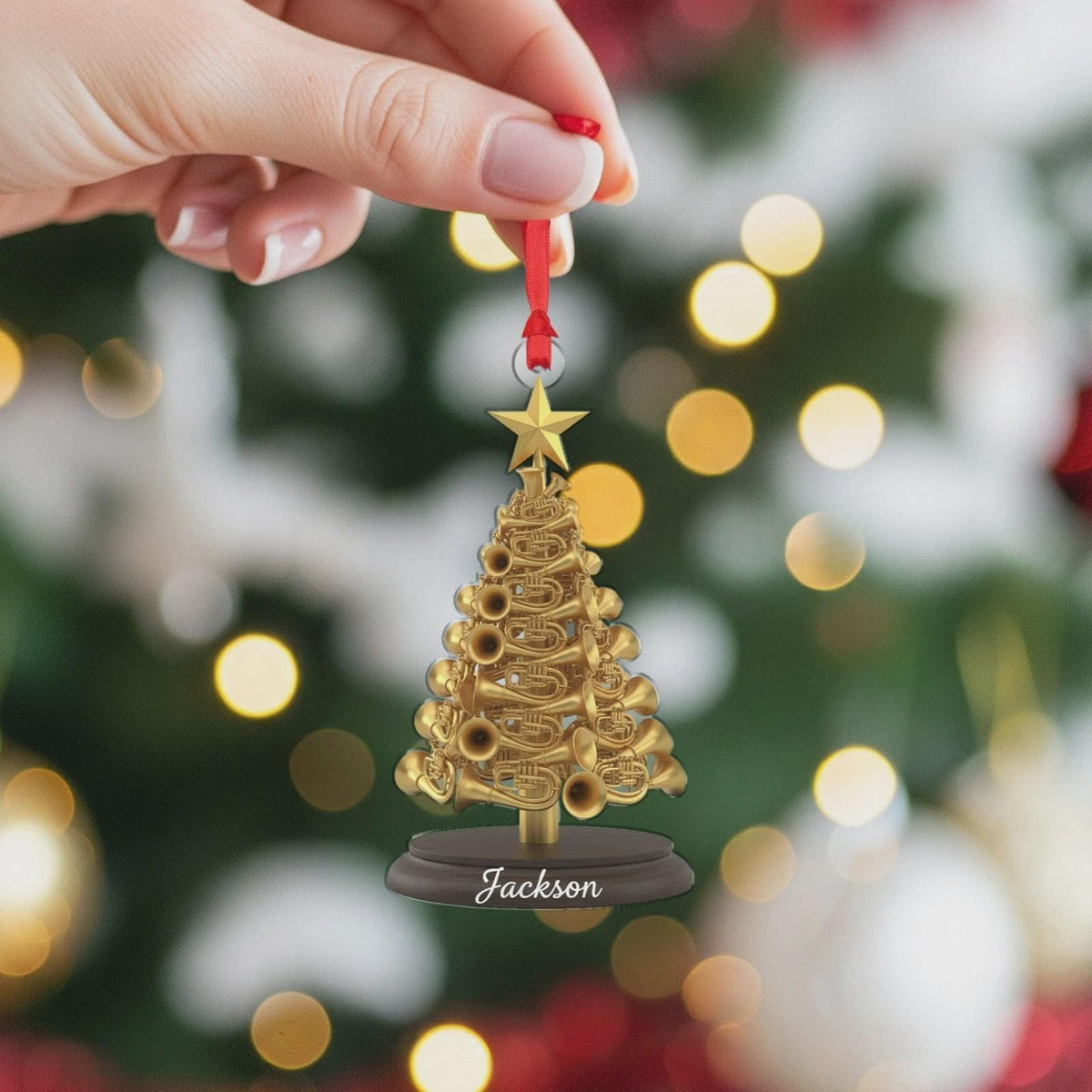 Personalized French Horn Christmas Tree Ornament Musician Gift, French Horn Instrument Ornament,Musical Instrument,Xmas Gift for Music Lover