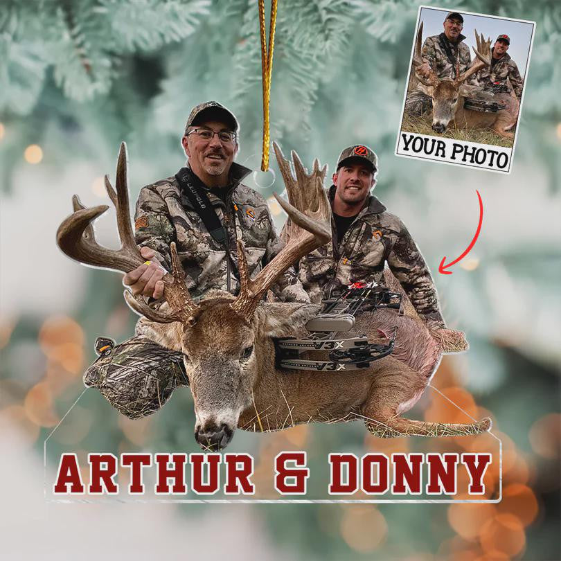 Happy Hunting Moment Bowhunting Christmas Ornament, Personalized Ornament Gifts For Hunting Lovers, Hunter Christmas Ornament,Hunter Gift
