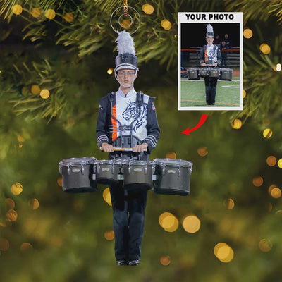 Highschool Marching Band Personalized Photo Ornament Gift For Friends, Uniform Instrument Gift for Musician, High School Band Keepsake