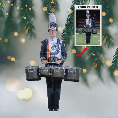 Highschool Marching Band Personalized Photo Ornament Gift For Friends, Uniform Instrument Gift for Musician, High School Band Keepsake