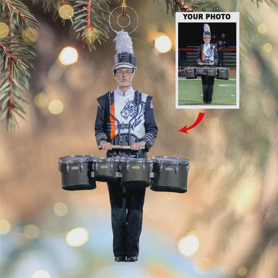 Highschool Marching Band Personalized Photo Ornament Gift For Friends, Uniform Instrument Gift for Musician, High School Band Keepsake
