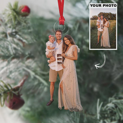 Pregnancy Announcement Personalized Photo Acrylic Ornament, Custom Photo Ornament, Christmas, Anniversary Gift For Couples, Wife, Husband