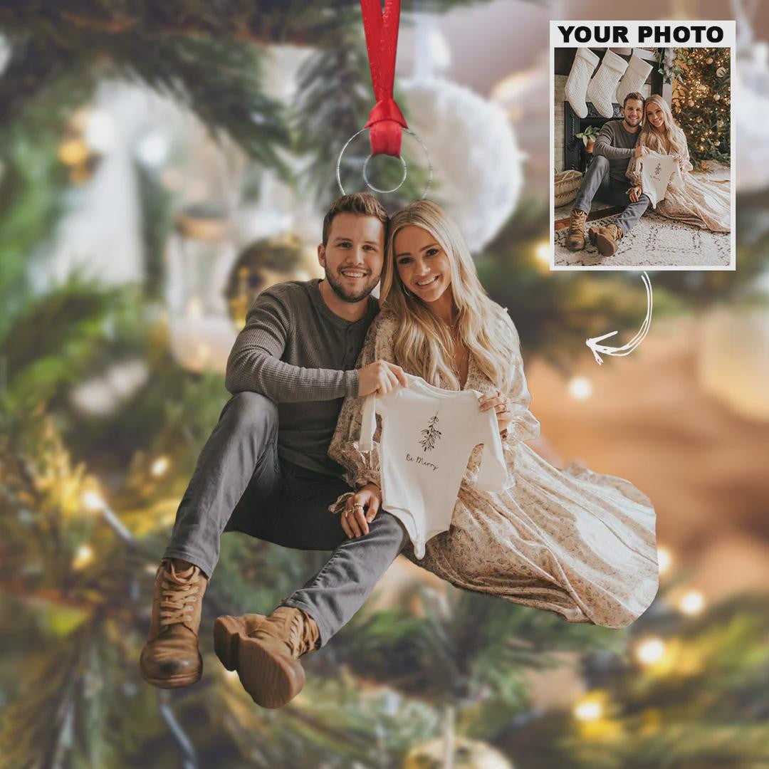 Pregnancy Announcement Personalized Photo Acrylic Ornament, Custom Photo Ornament, Christmas, Anniversary Gift For Couples, Wife, Husband