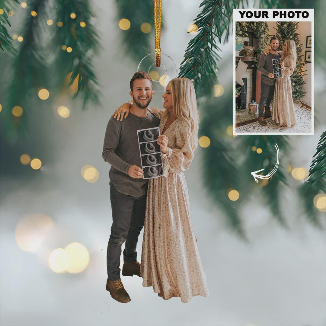 Pregnancy Announcement Personalized Photo Acrylic Ornament, Custom Photo Ornament, Christmas, Anniversary Gift For Couples, Wife, Husband