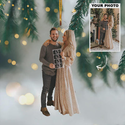 Pregnancy Announcement Personalized Photo Acrylic Ornament, Custom Photo Ornament, Christmas, Anniversary Gift For Couples, Wife, Husband