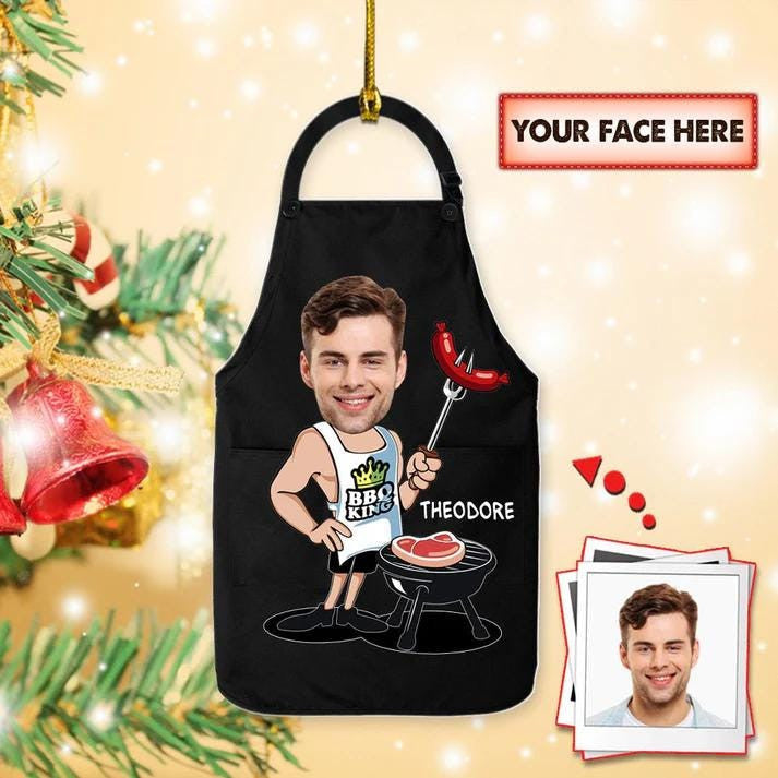 Personalzied Bbq Apron Acrylic Ornament, Bbq Apron Photo Acrylic Ornament, Christmas Ornament Chef Ornament Gift, Cooks &amp; Kitchen Lovers
