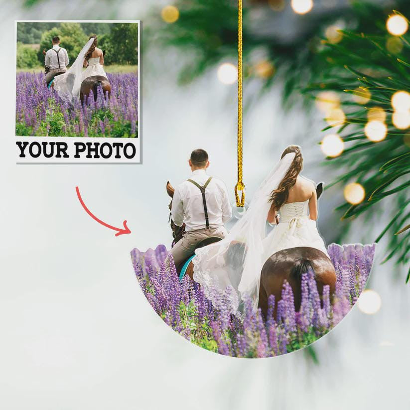 Personalized Horseback Riding Acrylic Ornament, Christmas Gift for Couple Friends and Family, Horseback Riding Ornament,Rodeo Horse Ornament