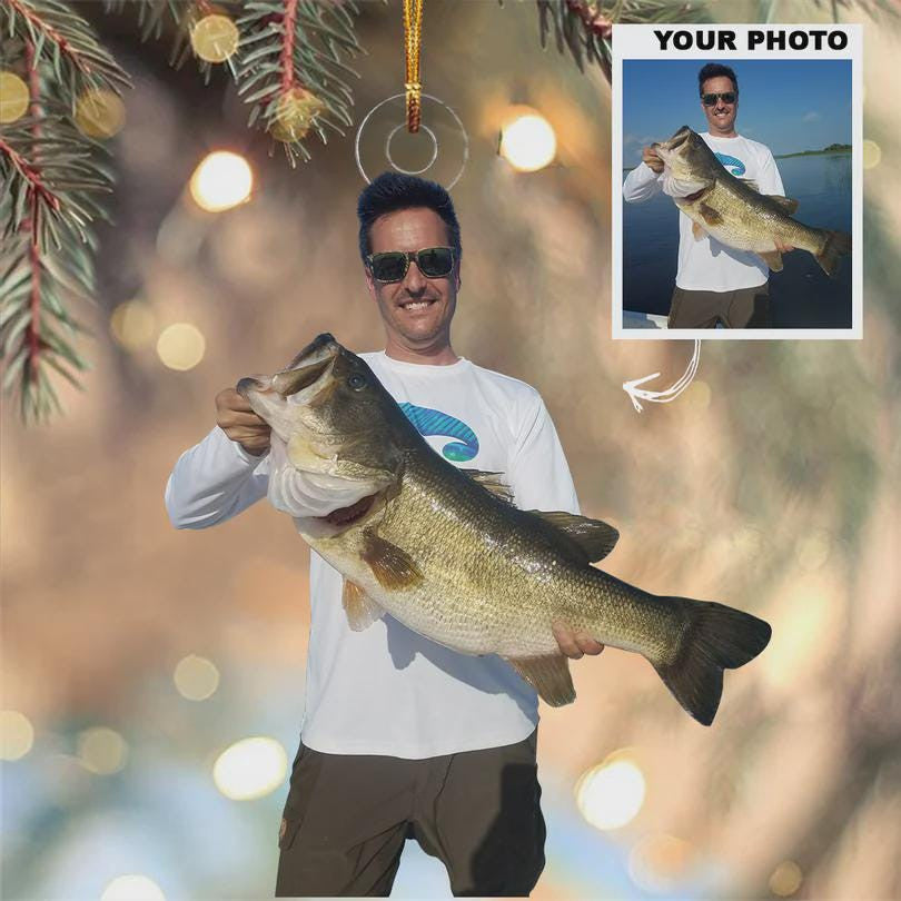 Personalized Photo Ornament Gift For Fishing Lovers, Custom Photo Fisherman Ornament, Christmas Tree Decor, Christmas Gift For Friend, Team