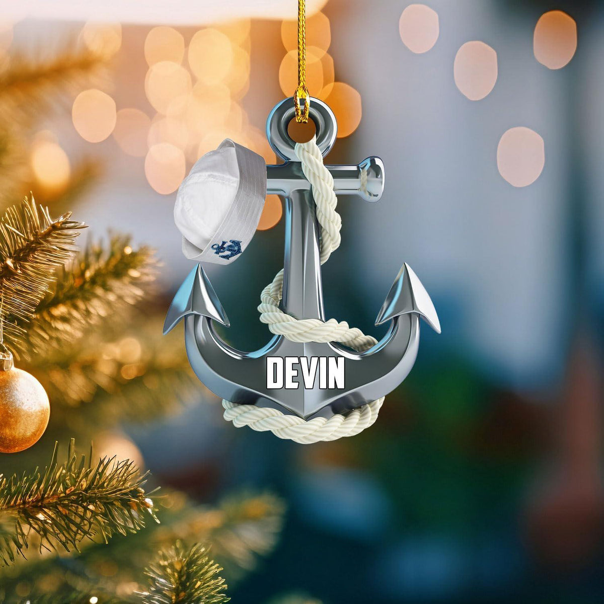 Personalized Sailor Photo Christmas Ornaments, Sailor Uniform Ornament, Sailboat Ornament Anchor Sailing Ornament Sailboat Ornament