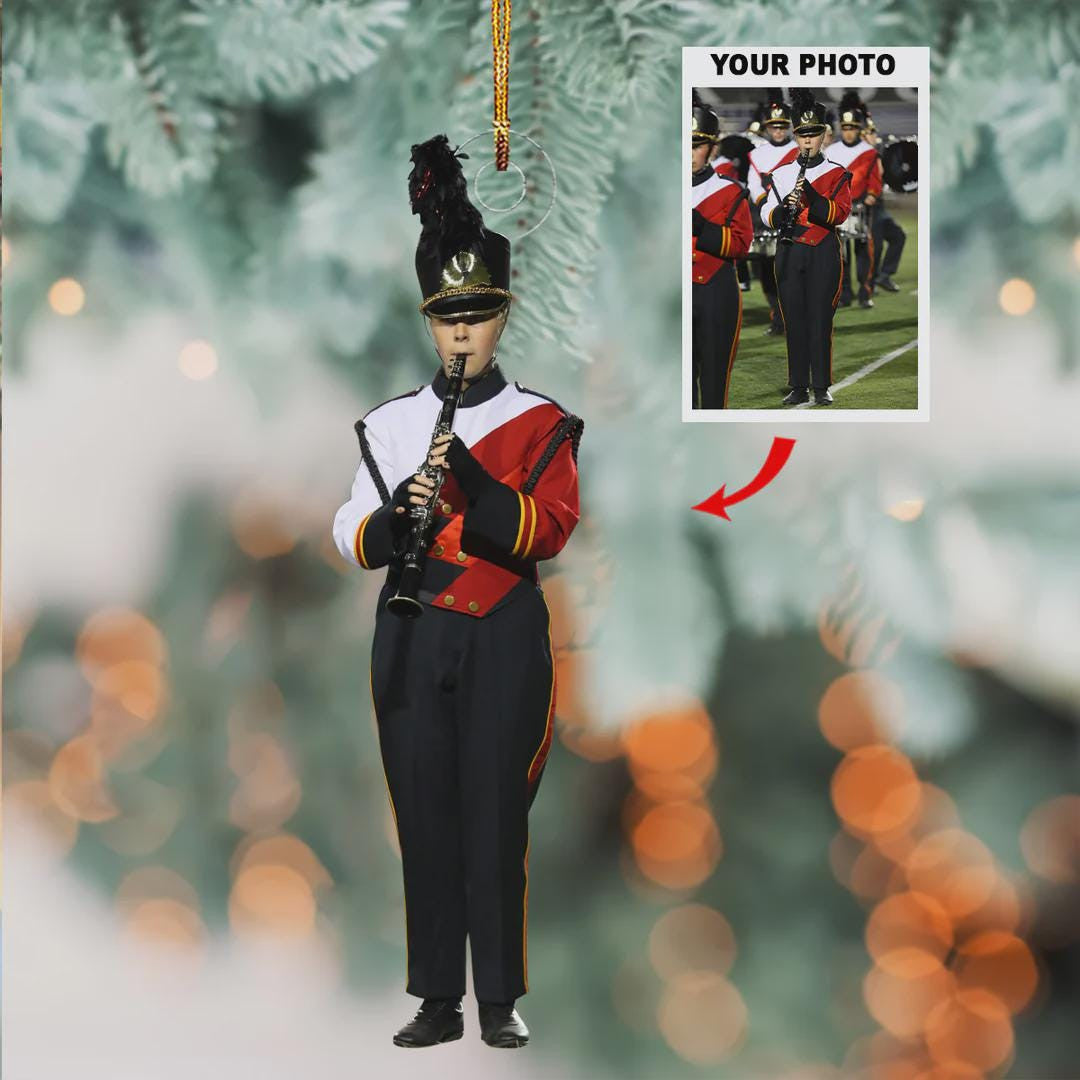 Personalized Highschool Marching Band Photo Ornament Gift For Friends, High School Band Keepsake, Music Team Instrument Christmas Gift