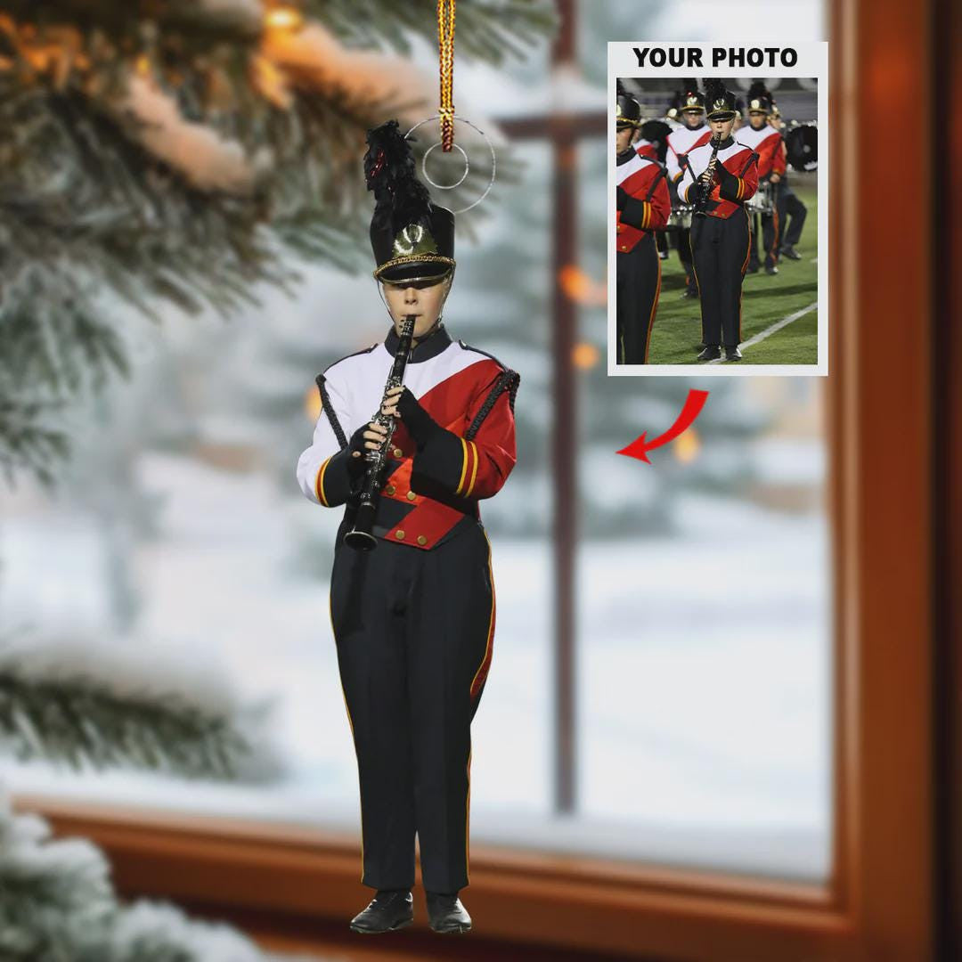 Personalized Highschool Marching Band Photo Ornament Gift For Friends, High School Band Keepsake, Music Team Instrument Christmas Gift