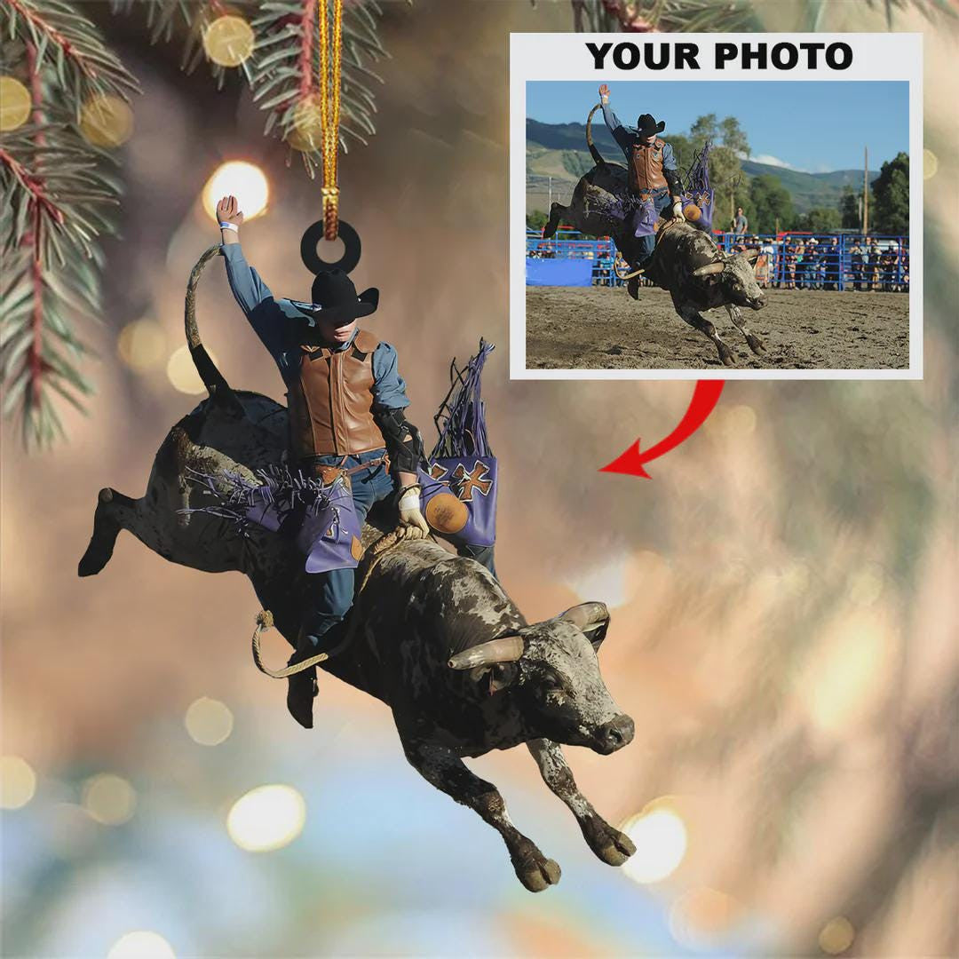 Personalized Bull Rider Ornament Gift For Cowboy, Bull Fighter Ornament, Bull Riding Ornament, Bull Decor, Christmas Gift For Bull Fighter