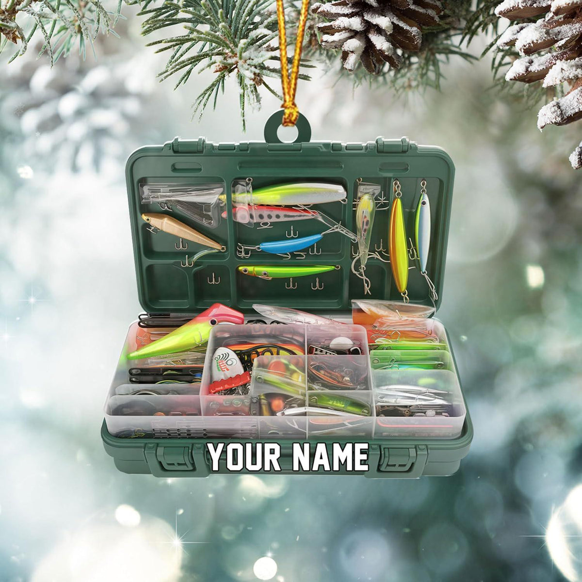 Custom Fishing Tackle Box Ornaments 2025, Fishing Ornaments for Christmas Tree, Christmas Ornaments Bass Fish Photo Ornament, Fishing Decor