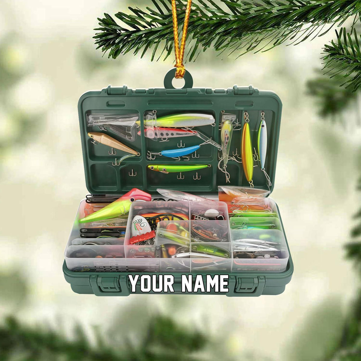 Custom Fishing Tackle Box Ornaments 2025, Fishing Ornaments for Christmas Tree, Christmas Ornaments Bass Fish Photo Ornament, Fishing Decor