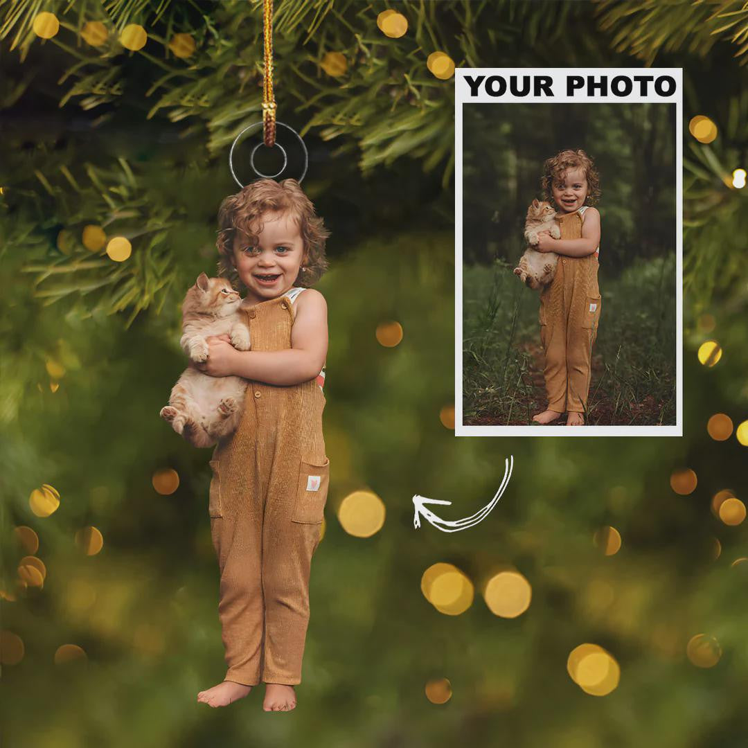 Little Babies Personalized Photo Acrylic Ornament, Kids and Pet Memory, Christmas Gift, Christmas Gift For Family Members, Animal Lovers
