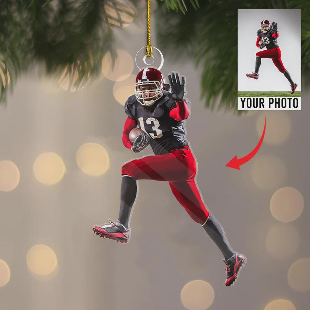 Photo American Football Ornament, Football Christmas Ornament, Sport Player Ornament, Kids Christmas Gift, Football Player, Football Team