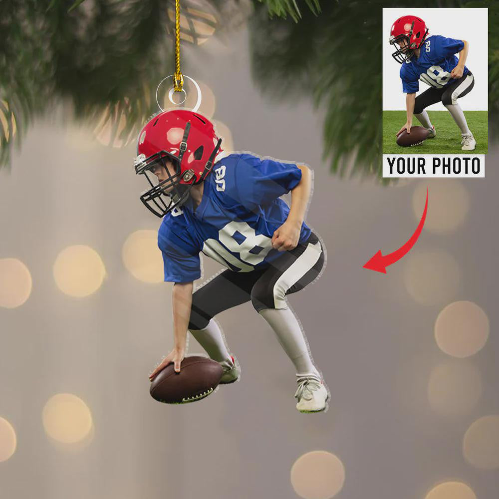 Photo American Football Ornament, Football Christmas Ornament, Sport Player Ornament, Kids Christmas Gift, Football Player, Football Team