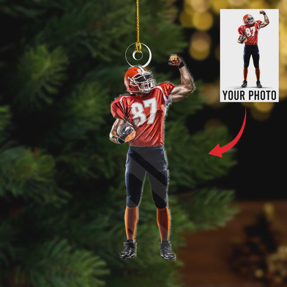 Photo American Football Ornament, Football Christmas Ornament, Sport Player Ornament, Kids Christmas Gift, Football Player, Football Team