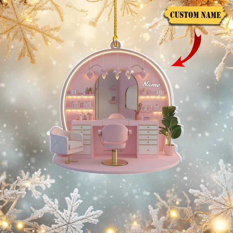 Personalized Makeup Ornament, Artist Christmas Ornament Decor Gift, Cosmetics Ornament Christmas Decor Ornament, Teen Girl, Makeup Christmas