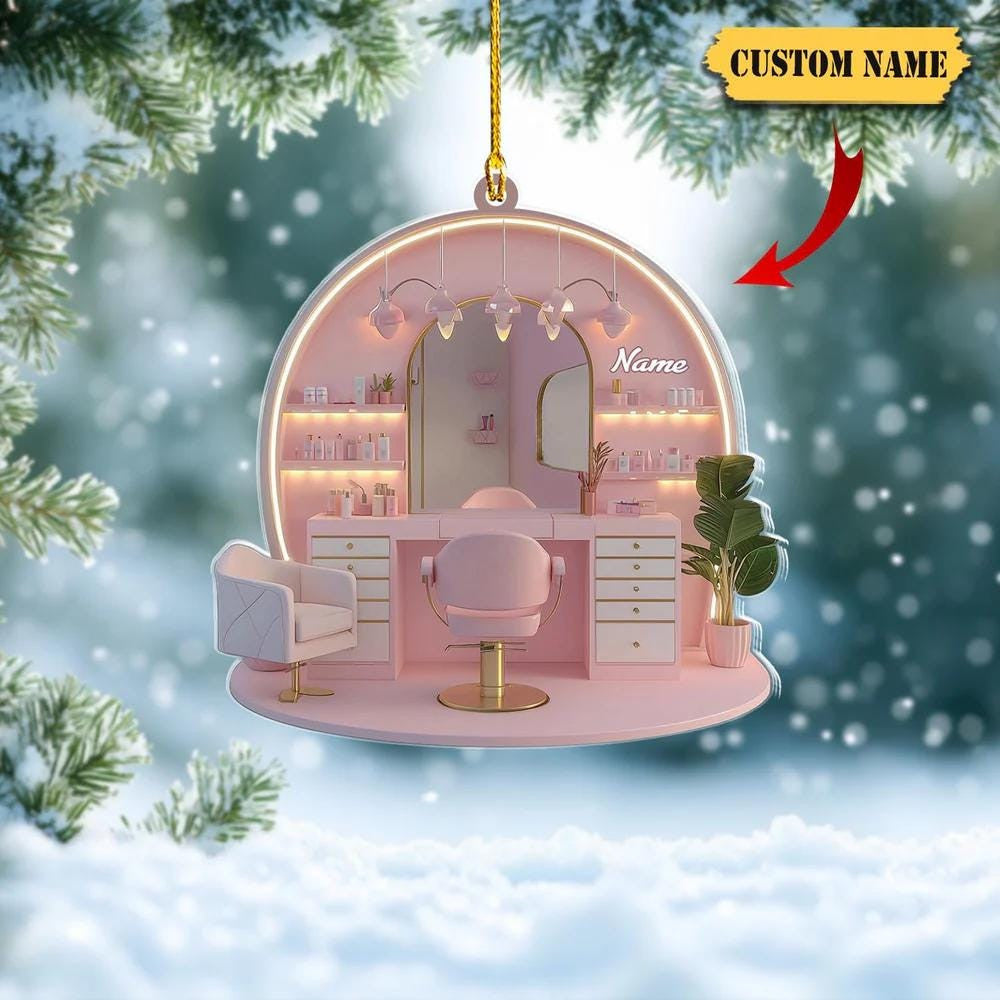 Personalized Makeup Ornament, Artist Christmas Ornament Decor Gift, Cosmetics Ornament Christmas Decor Ornament, Teen Girl, Makeup Christmas