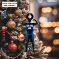 Custom Name And Number Play Soccer Christmas Ornament, Christmas Tree Hanging Decor, Flat 2D Ornament Acrylic, Soccer Team Gift