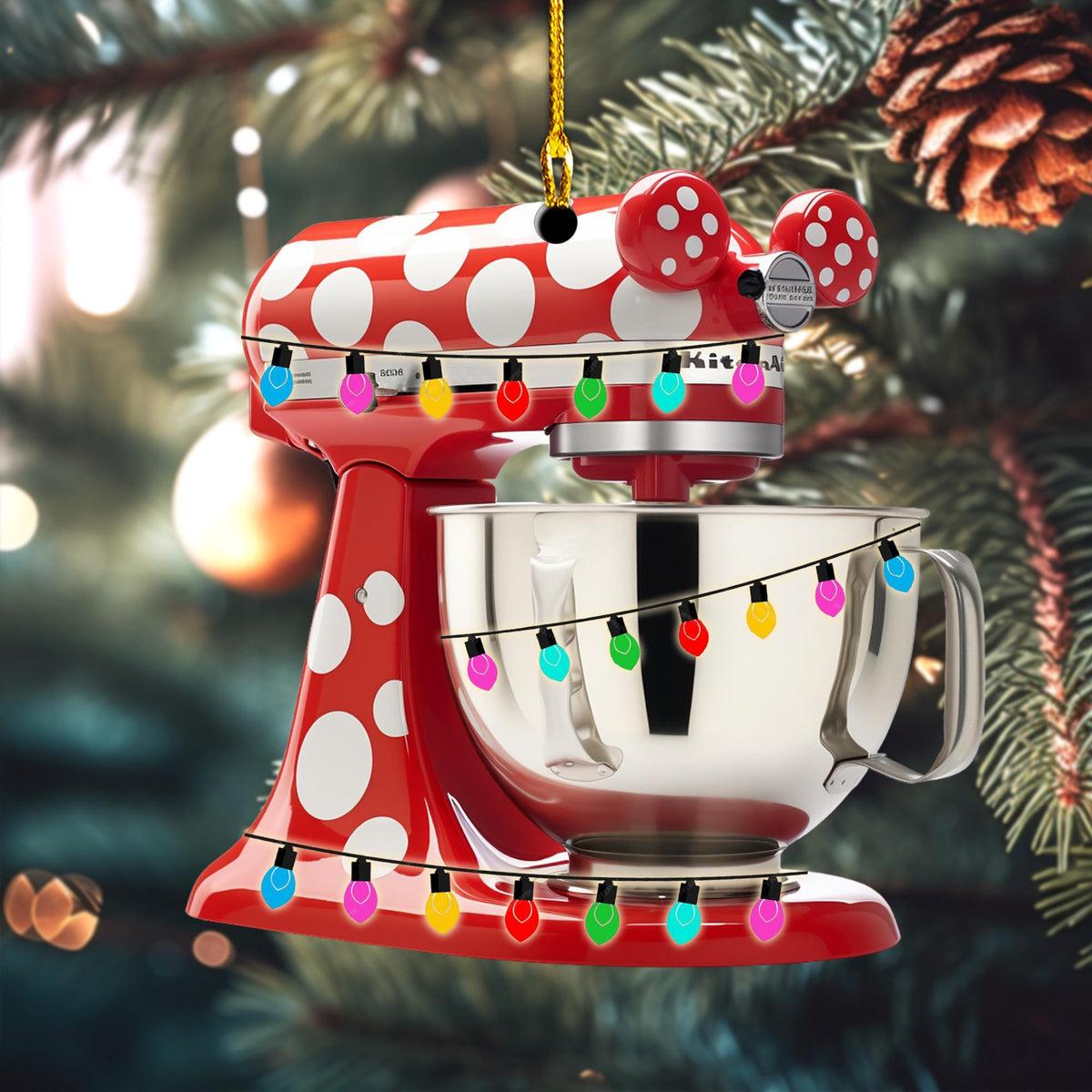 Baking Mixer Led Light Christmas Ornament, Christmas Tree Hanging Decor, Flat 2D Ornament Acrylic, Gift for Baking Lovers