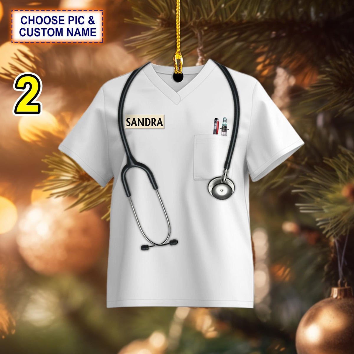 Custom Name Nurse Christmas Ornament, Christmas Tree Hanging Decor, Flat 2D Ornament Acrylic, Nursing Gift