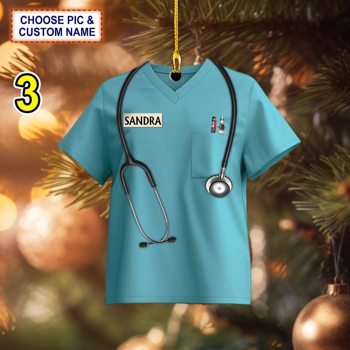 Custom Name Nurse Christmas Ornament, Christmas Tree Hanging Decor, Flat 2D Ornament Acrylic, Nursing Gift