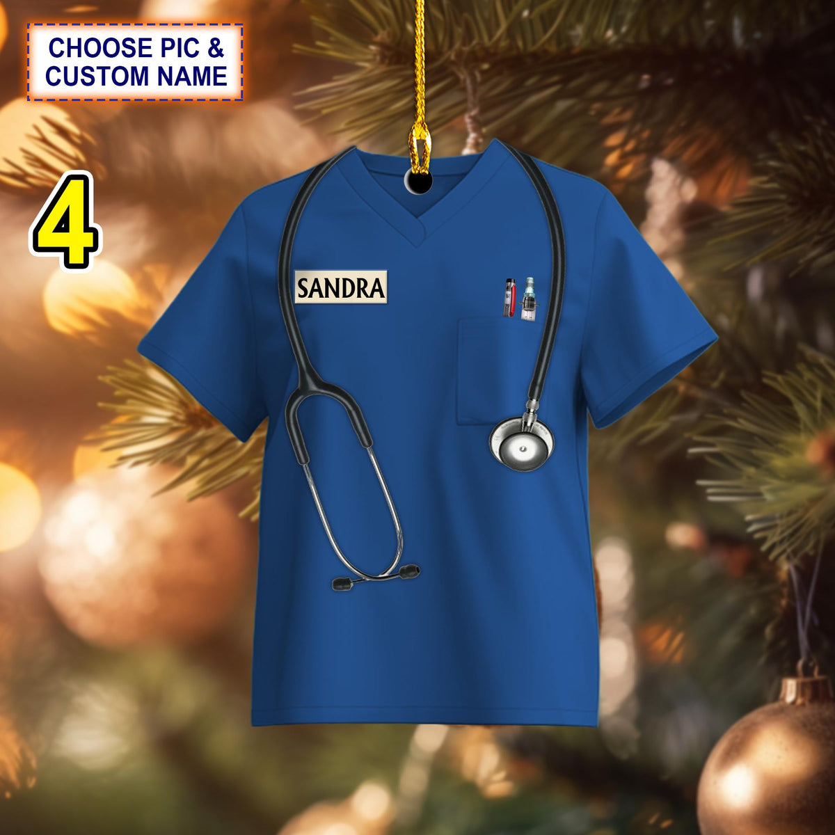 Custom Name Nurse Christmas Ornament, Christmas Tree Hanging Decor, Flat 2D Ornament Acrylic, Nursing Gift