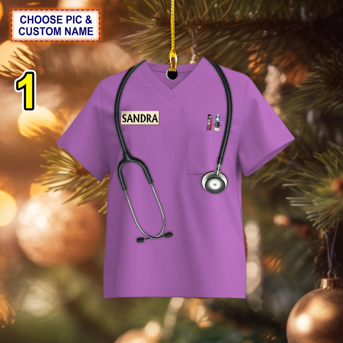 Custom Name Nurse Christmas Ornament, Christmas Tree Hanging Decor, Flat 2D Ornament Acrylic, Nursing Gift