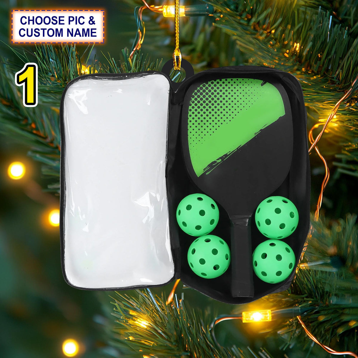 Custom Name Pickleball Bag Personalized Christmas Ornament, Christmas Tree Hanging Decor,Flat 2D Ornament Acrylic