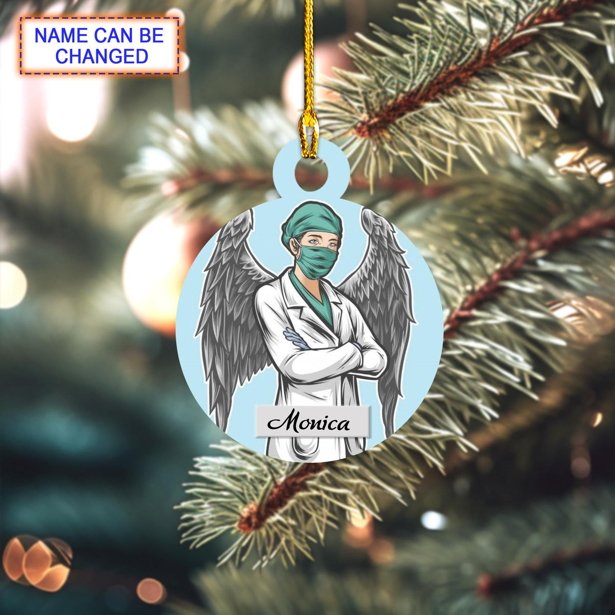 Custom Name Nurse Christmas Ornament, Christmas Tree Hanging Decor, Flat 2D Ornament Acrylic, Gift For Nurse