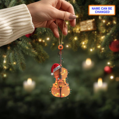 Musical Mandolin acrylic 2D flat Christmas ornament, festive tree hanging acrylic holiday decoration, unique mandolin musical holiday gift