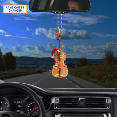 Musical Mandolin acrylic 2D flat Christmas ornament, festive tree hanging acrylic holiday decoration, unique mandolin musical holiday gift