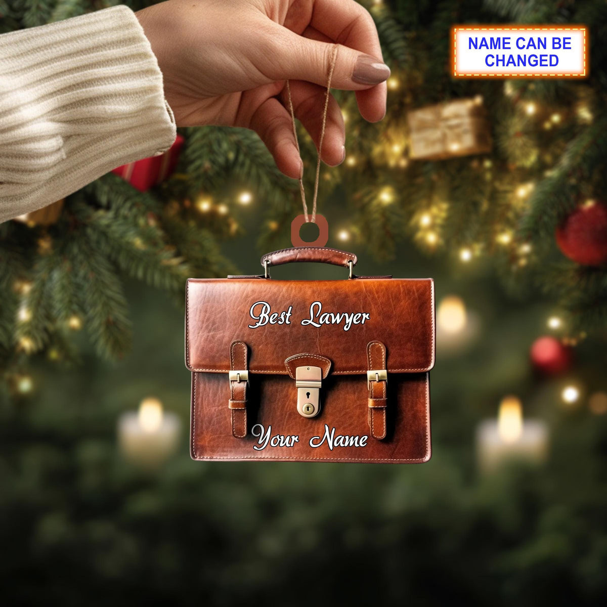 Custom Name Best Lawyer Christmas Ornament, Christmas Tree Hanging Decor, Flat 2D Ornament Acrylic/ Wooden, Christmas Gift for Lawyer