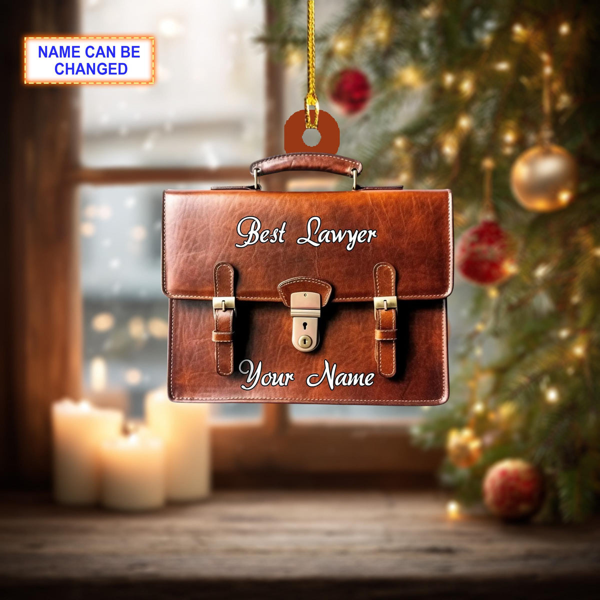 Custom Name Best Lawyer Christmas Ornament, Christmas Tree Hanging Decor, Flat 2D Ornament Acrylic/ Wooden, Christmas Gift for Lawyer