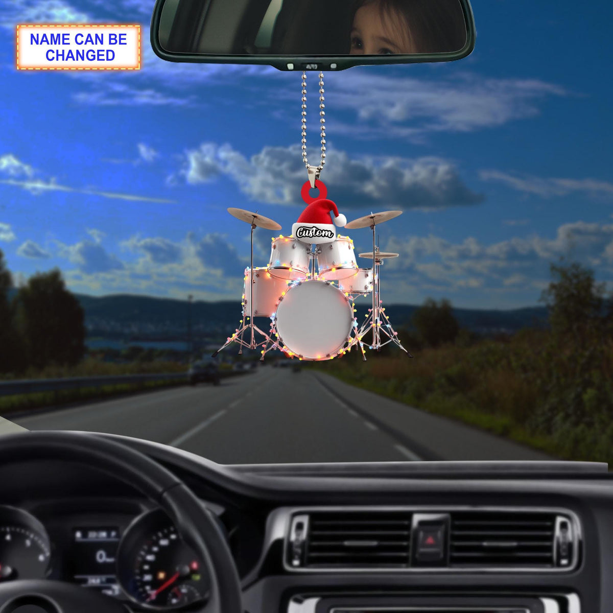 Musical Drum Set acrylic 2D flat Christmas ornament, festive tree hanging acrylic holiday decoration, unique drum set musical holiday gift